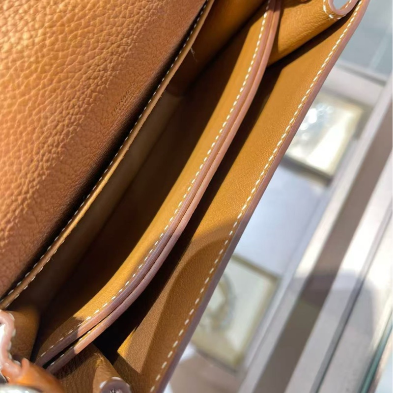 Hermes愛馬仕roulis 19金棕色馬鞍皮銀扣Z刻 單肩斜挎包-4