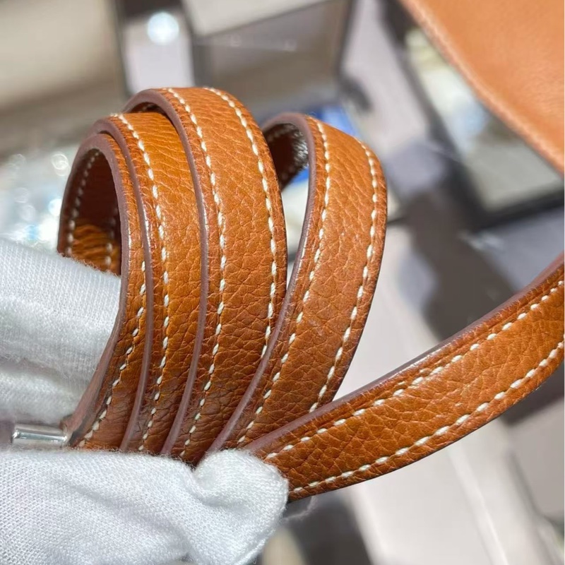 Hermes愛馬仕roulis 19金棕色馬鞍皮銀扣Z刻 單肩斜挎包-6