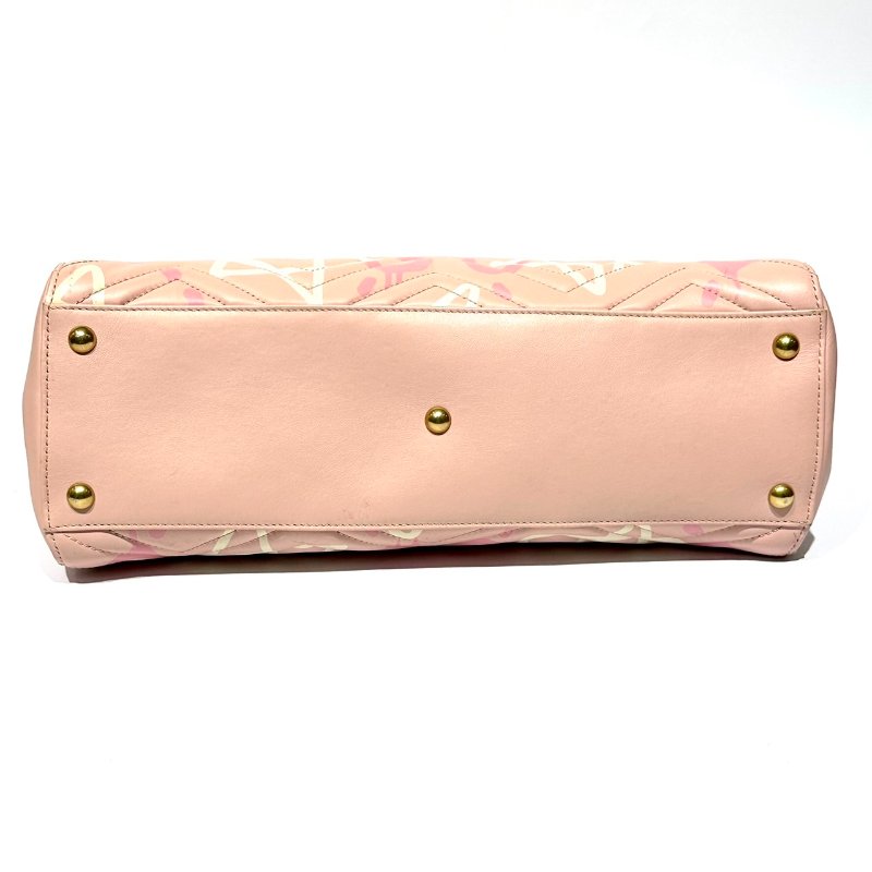 【美收精品】GUCCI 古馳 Marmont系列星星塗鴉款牛皮兩用大手提包(粉) 88-883-3