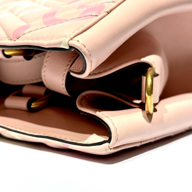 【美收精品】GUCCI 古馳 Marmont系列星星塗鴉款牛皮兩用大手提包(粉) 88-883-5