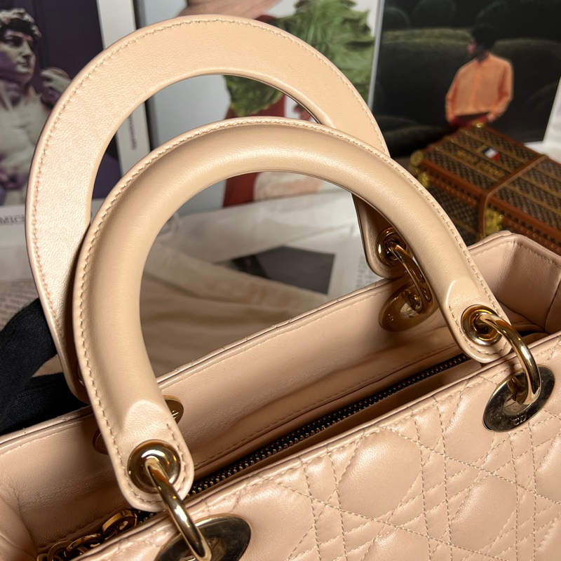 DIOR Lady Dior 五格黛妃包 裸粉色-15