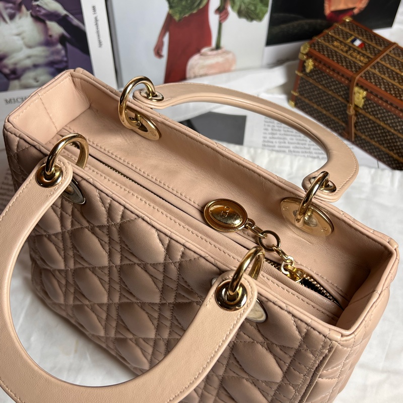 DIOR Lady Dior 五格黛妃包 裸粉色-21