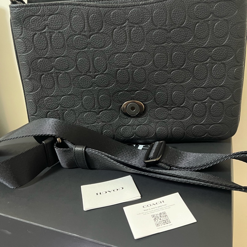 COACH 經 典SIGNATURE 皮革斜背手袋-2