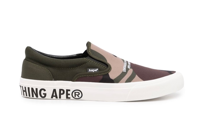全新正品 AAPE by A Bathing Ape 平底鞋 帆布鞋 US5 綠迷彩-0