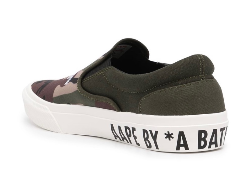 全新正品 AAPE by A Bathing Ape 平底鞋 帆布鞋 US5 綠迷彩-2