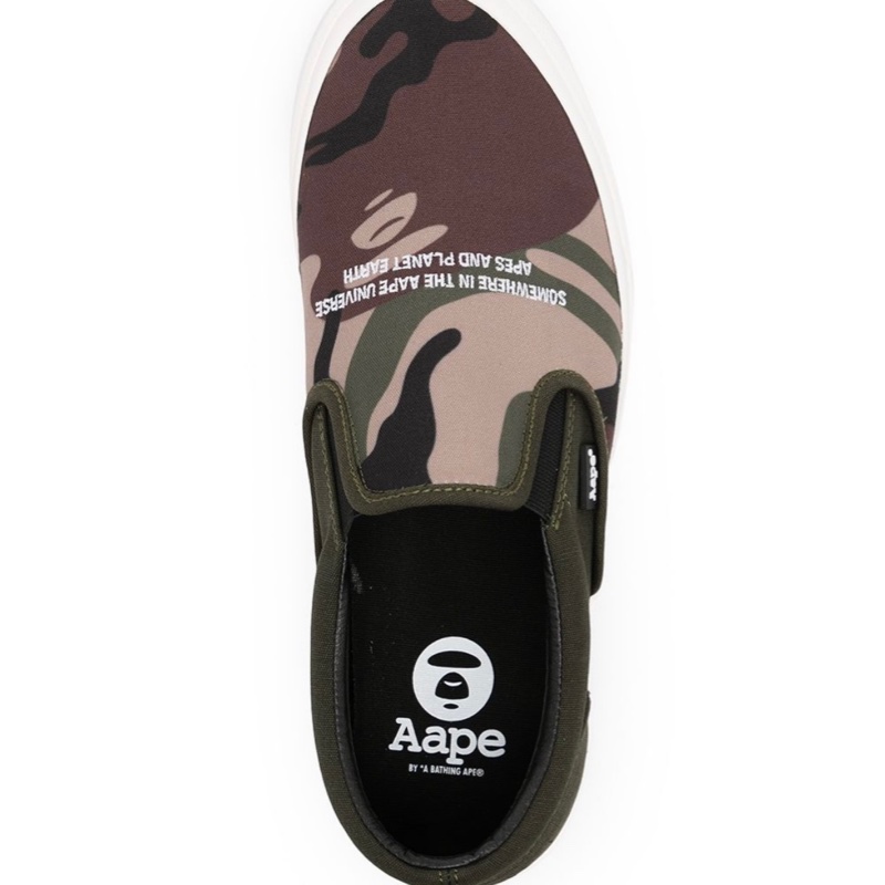 全新正品 AAPE by A Bathing Ape 平底鞋 帆布鞋 US5 綠迷彩-3