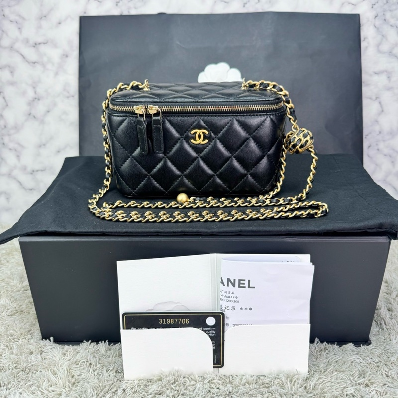 香奈兒 Chanel 22S核桃金球長盒子 化妝包 ⭕️⭕️近新⭕️⭕️-0