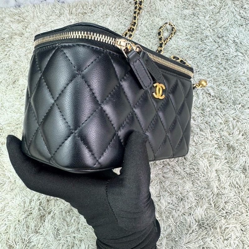 香奈兒 Chanel 22S核桃金球長盒子 化妝包 ⭕️⭕️近新⭕️⭕️-10