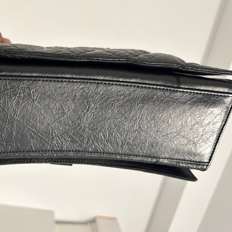 巴黎世家Balenciaga crush medium中款 全黑小牛皮 all black 沙漏 斜挎單肩包-8