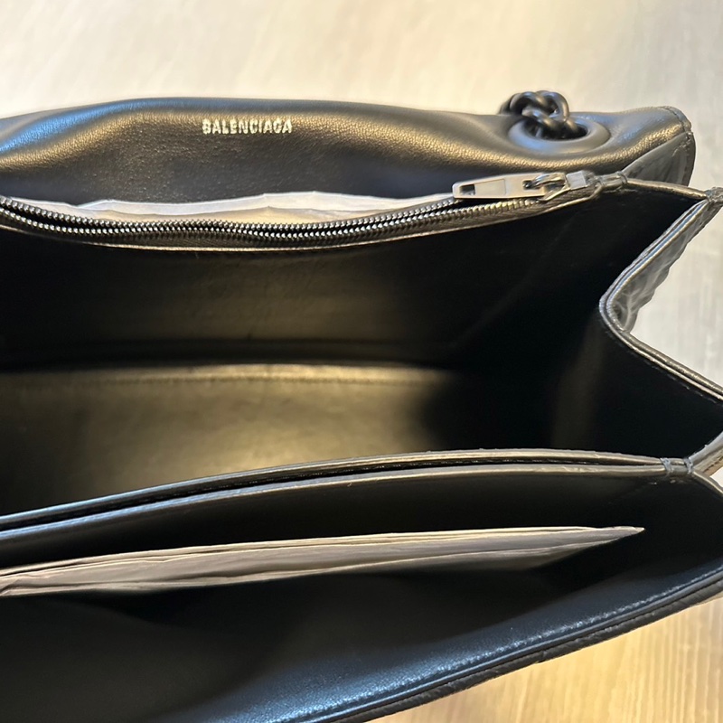 巴黎世家Balenciaga crush medium中款 全黑小牛皮 all black 沙漏 斜挎單肩包-10