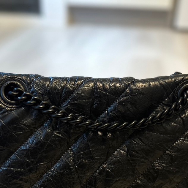 巴黎世家Balenciaga crush medium中款 全黑小牛皮 all black 沙漏 斜挎單肩包-18