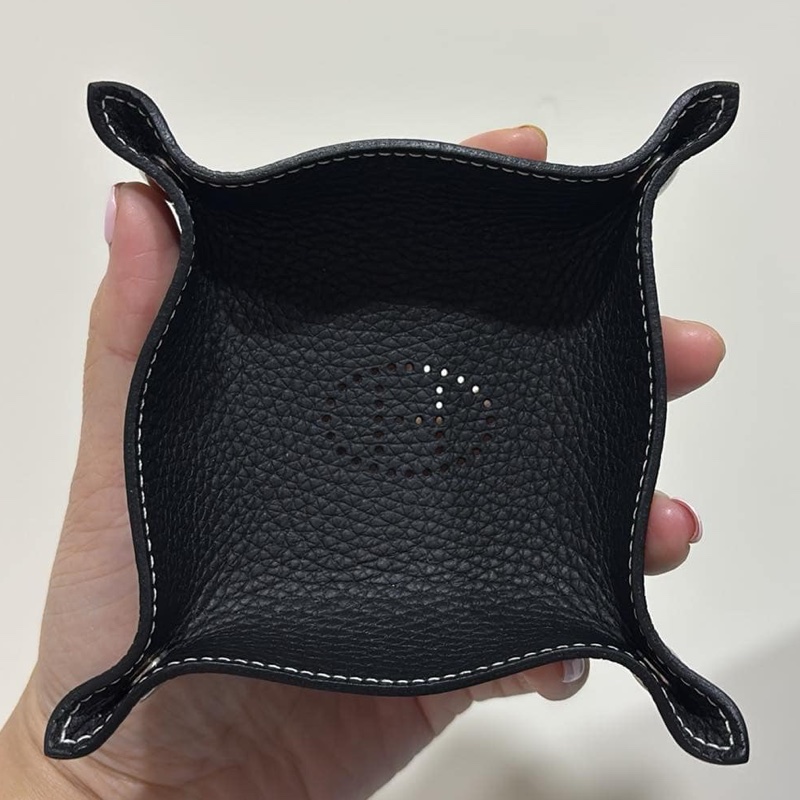 出清價8888 現貨商品 台灣購證 Hermes Mises et Relances H Evelyne迷你置物盤 黑色 經典牛皮首飾盤 迷你置物盤-6