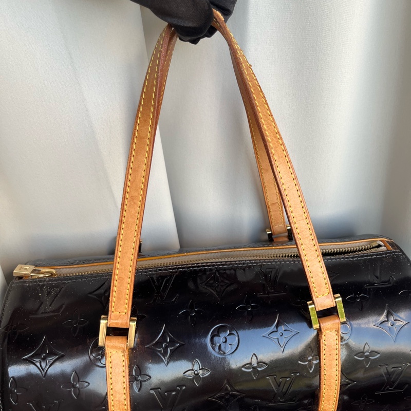 （福利品）LV 黑老花 圓筒包 手提包-7