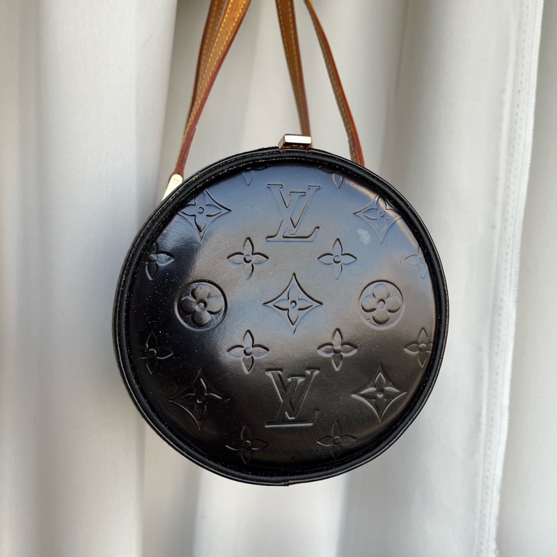 （福利品）LV 黑老花 圓筒包 手提包-9