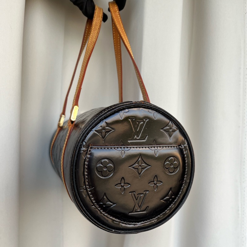 （福利品）LV 黑老花 圓筒包 手提包-10