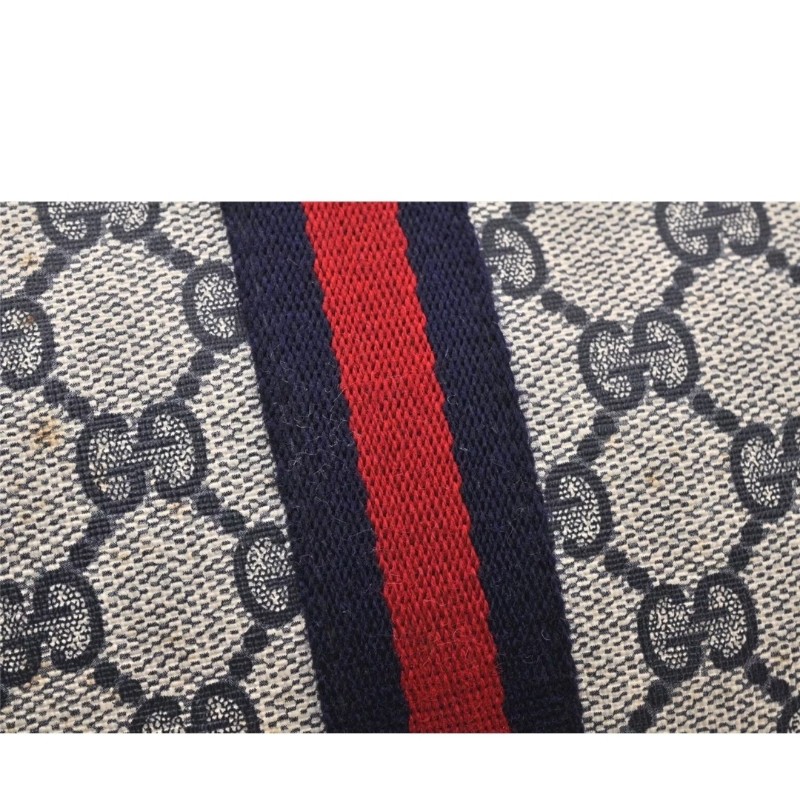【今日最低價～✨️輕奢二手良品✨️】GUCCI 男女適用 手拿包 #SherryLine Clutch Hand Bag Purse GG PVC Leather Navy Blue-11