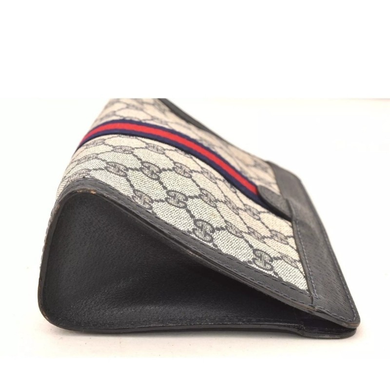 【今日最低價～✨️輕奢二手良品✨️】GUCCI 男女適用 手拿包 #SherryLine Clutch Hand Bag Purse GG PVC Leather Navy Blue-17