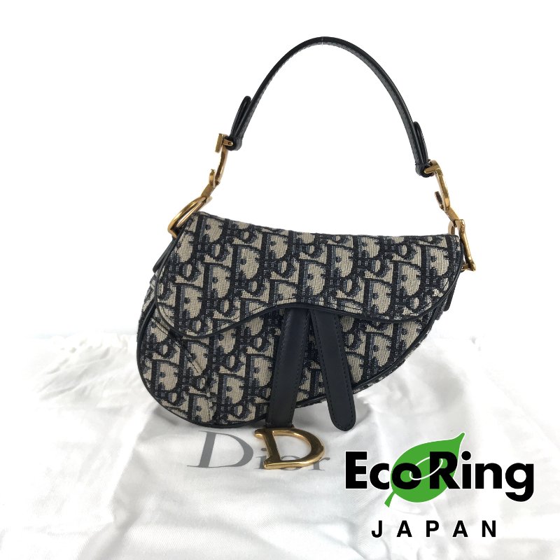 △ Christian Dior 迪奧 Blue Dior Oblique Jacquard Canvas Saddle Handbag 藍色提花帆布手袋 - 247016350-0