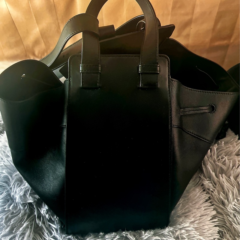 LOEWE-HAMMOCK[附贈]小牛皮吊繩+大象大骰子-黑抽繩(已絕版)吊床包 Medium 中號 85新-1