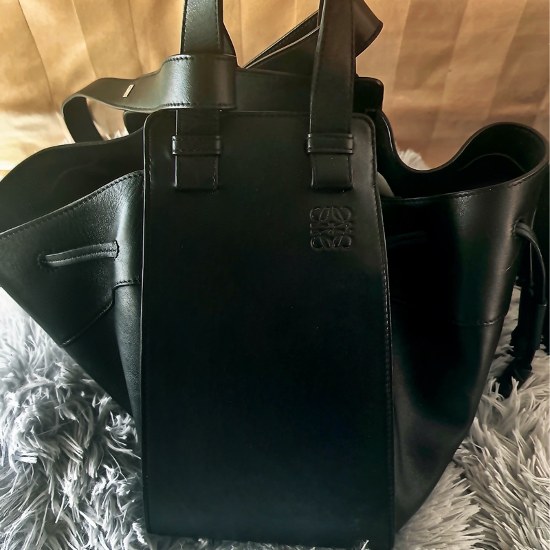 LOEWE-HAMMOCK[附贈]小牛皮吊繩+大象大骰子-黑抽繩(已絕版)吊床包 Medium 中號 85新-6