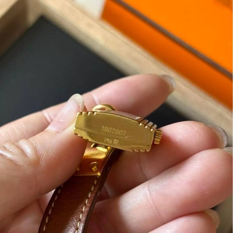 HERMES 愛馬仕 Kelly系列 手錶 手表 經典鎖頭 牛皮雙圈腕錶-9