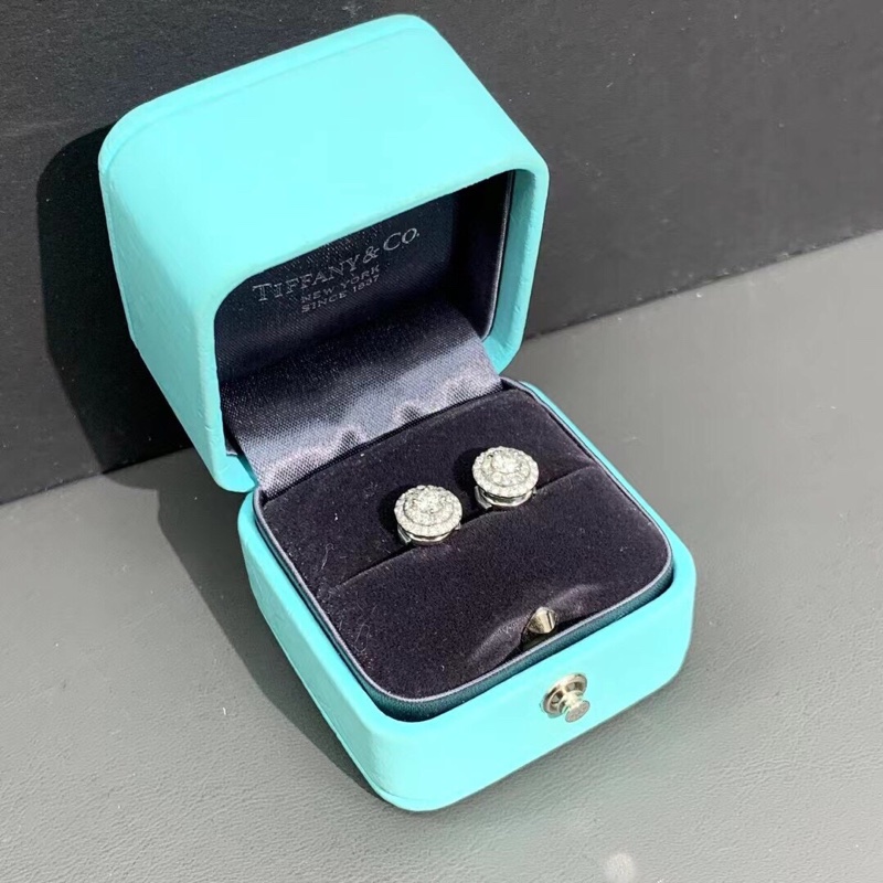 Tiffany 蒂芙尼Soleste系列鉑金雙層滿鑽耳釘-0