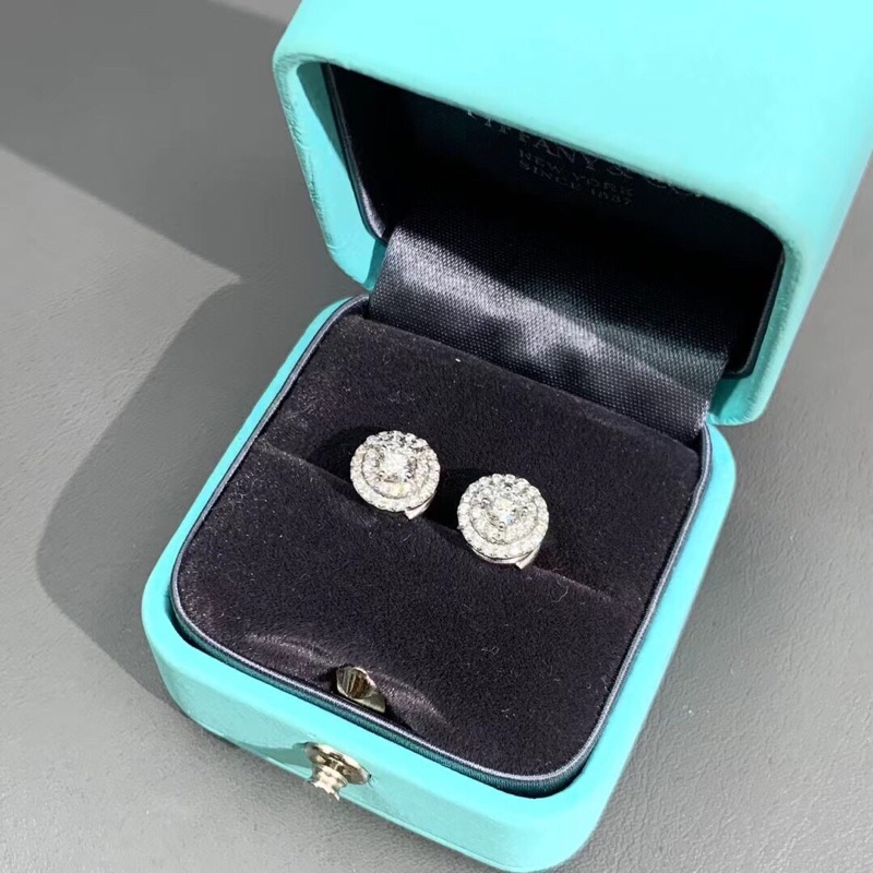 Tiffany 蒂芙尼Soleste系列鉑金雙層滿鑽耳釘-1