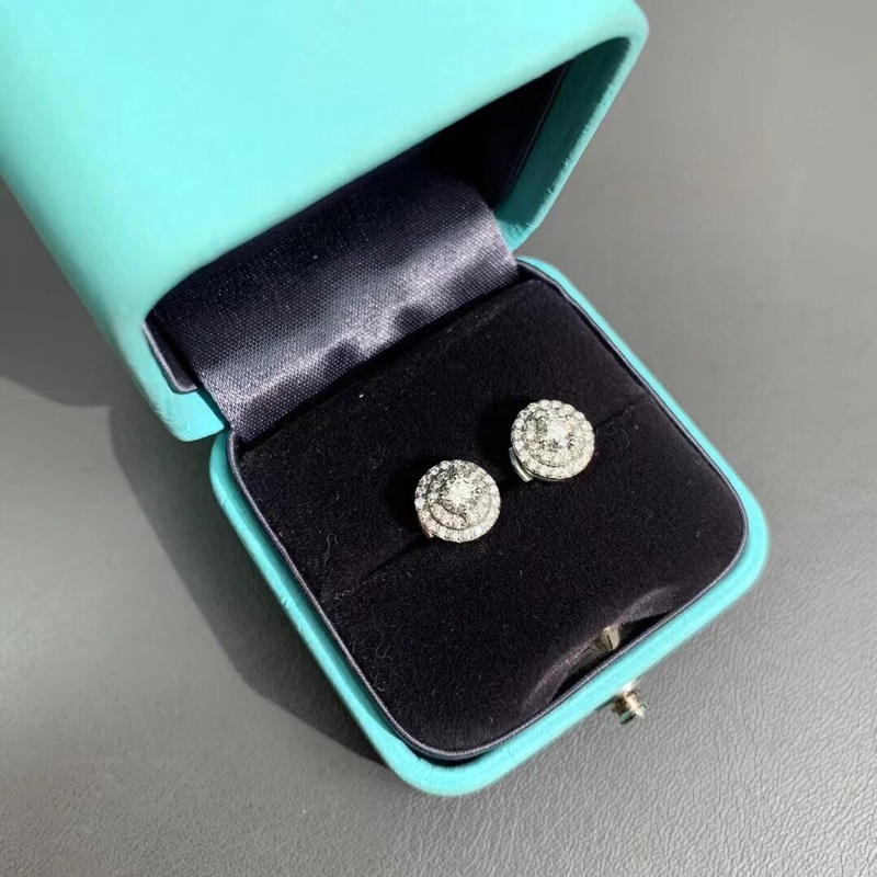 Tiffany 蒂芙尼Soleste系列鉑金雙層滿鑽耳釘-2