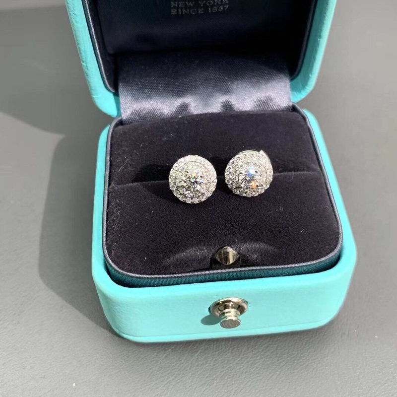Tiffany 蒂芙尼Soleste系列鉑金雙層滿鑽耳釘-3