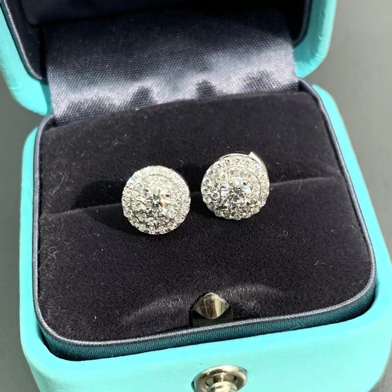 Tiffany 蒂芙尼Soleste系列鉑金雙層滿鑽耳釘-4