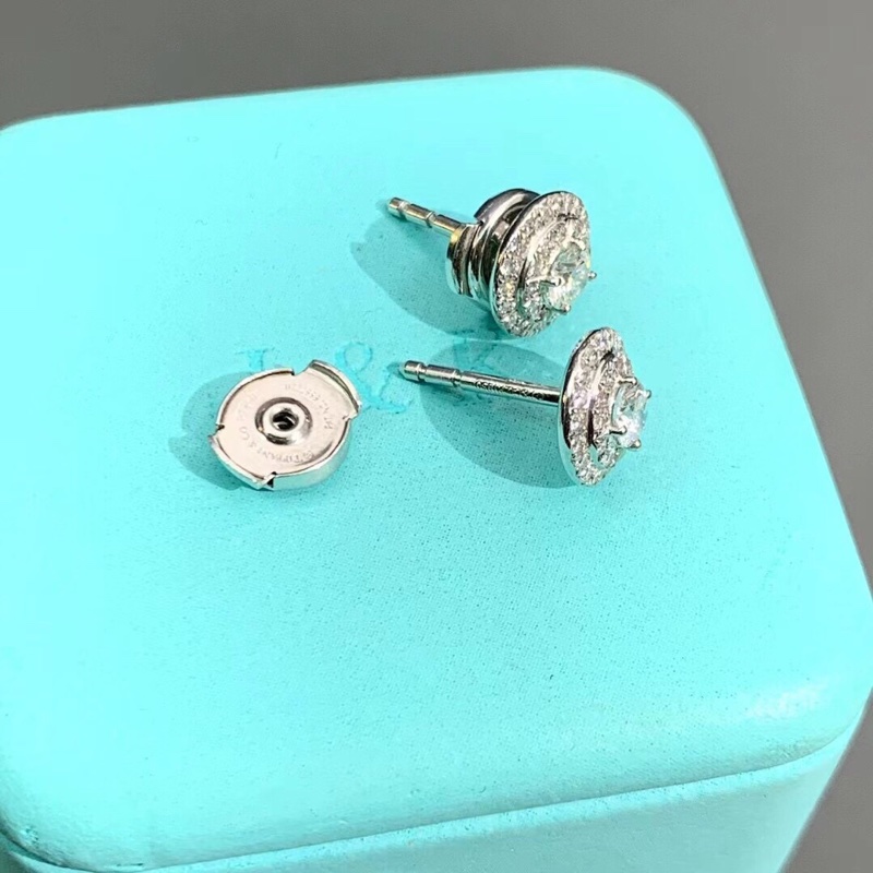 Tiffany 蒂芙尼Soleste系列鉑金雙層滿鑽耳釘-5
