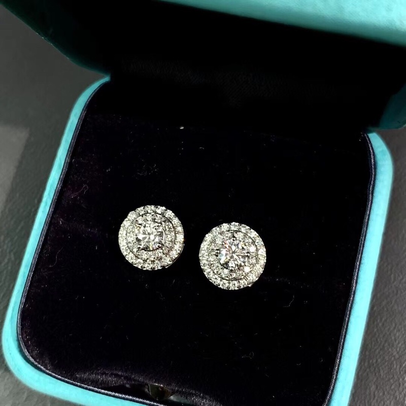 Tiffany 蒂芙尼Soleste系列鉑金雙層滿鑽耳釘-6