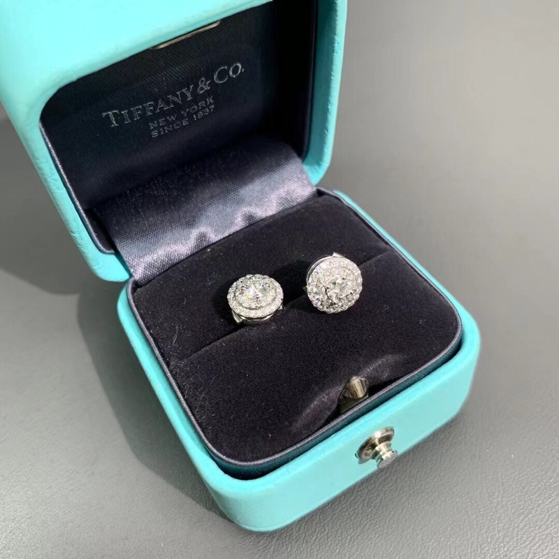 Tiffany 蒂芙尼Soleste系列鉑金雙層滿鑽耳釘-7