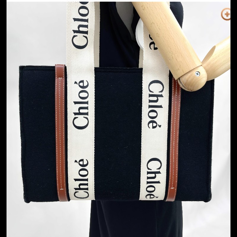 Chloe Woody 托特包。中款。毛氈包。-34