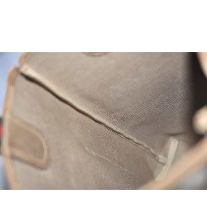 ［二奢良品✨️］GUCCI 經典Web Sherry Line 棕色PVC皮革肩背托特包 - 型號 5766K-20