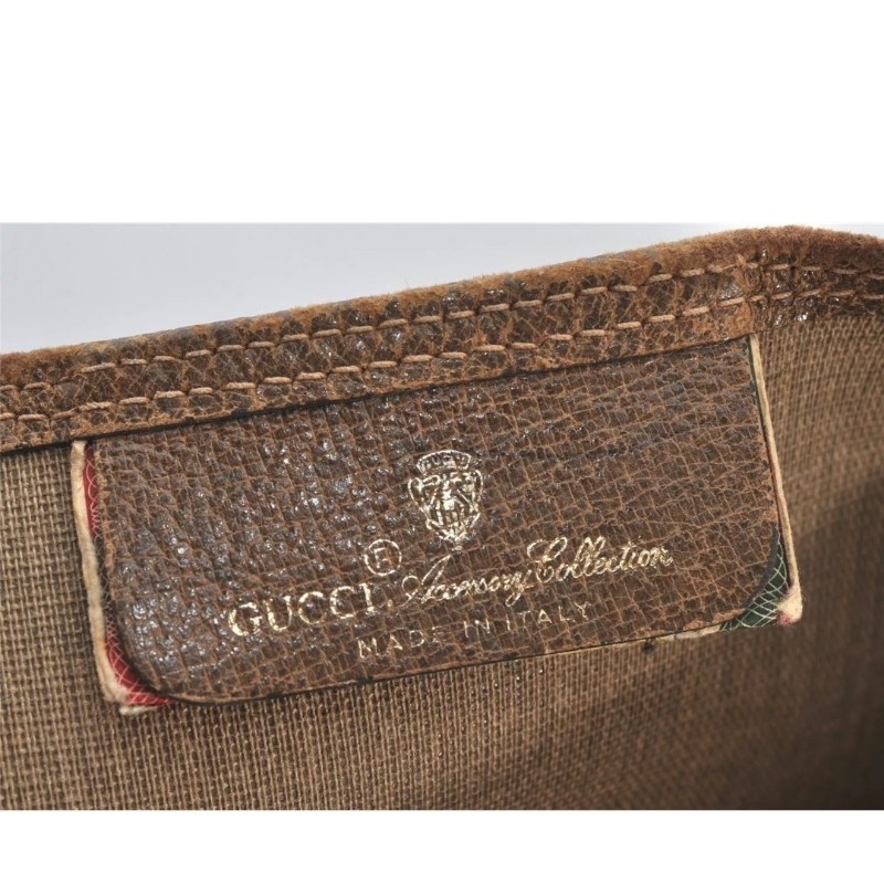 ［二奢良品✨️］GUCCI 經典Web Sherry Line 棕色PVC皮革肩背托特包 - 型號 5766K-27