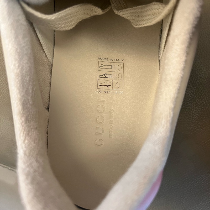 GUCCI Screener皮革拼接水晶雙G髒髒運動鞋-7