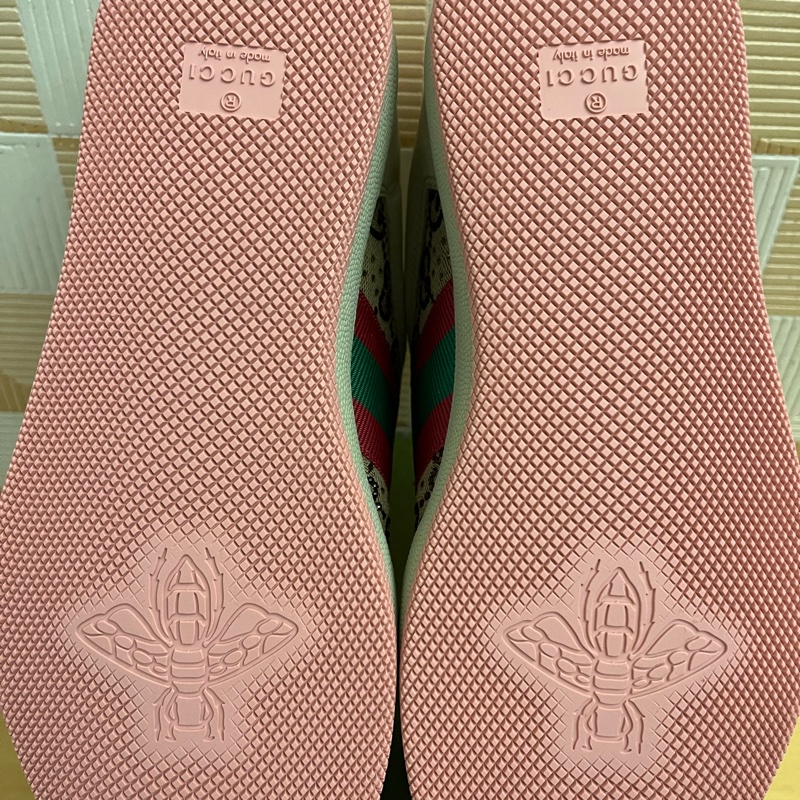 GUCCI Screener皮革拼接水晶雙G髒髒運動鞋-8