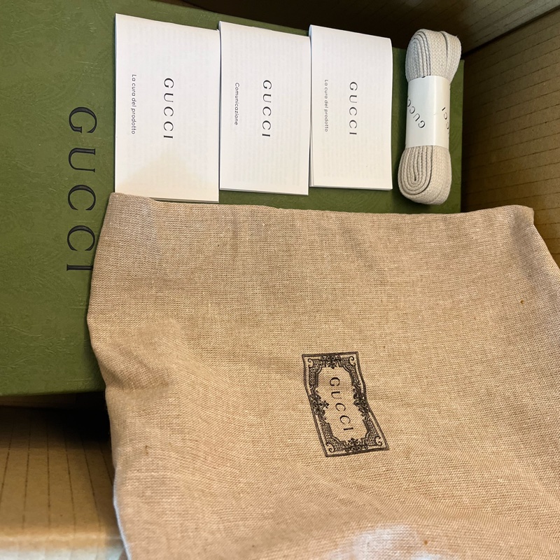 GUCCI Screener皮革拼接水晶雙G髒髒運動鞋-11