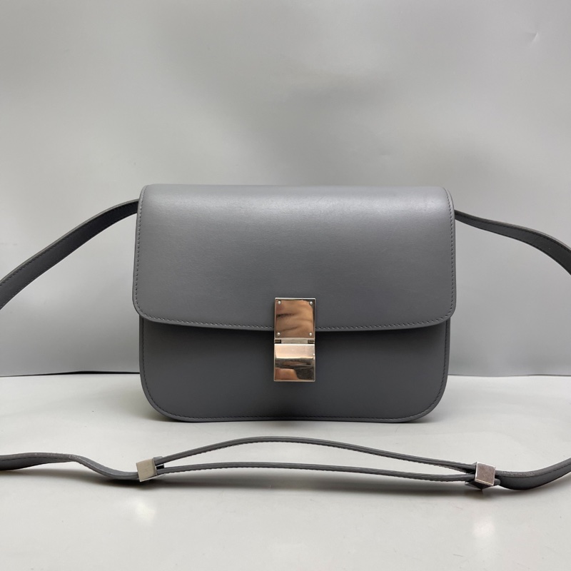 Celine Classic Box中號灰色豆腐包-0