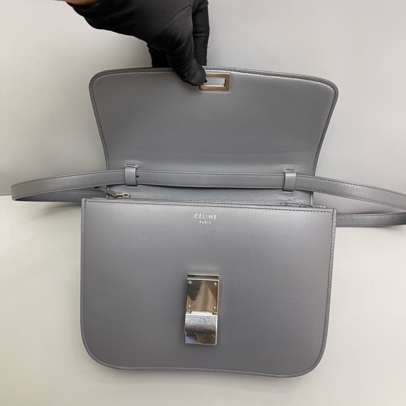 Celine Classic Box中號灰色豆腐包-8