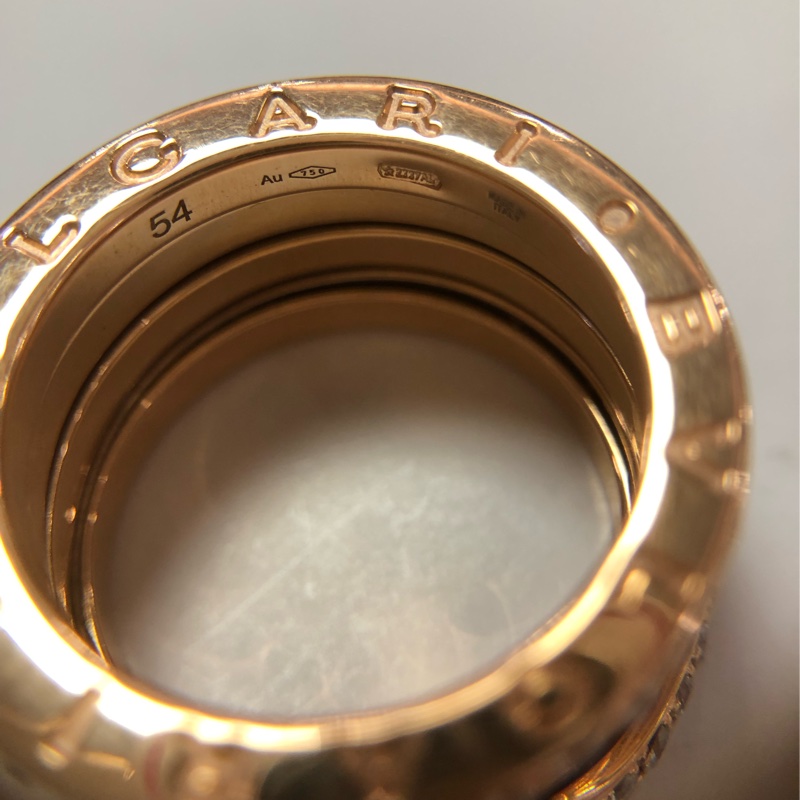 Bvlgari 寶格麗bezo1彈簧玫瑰金鑲鑽戒指54號 2021年4月12號購入-3