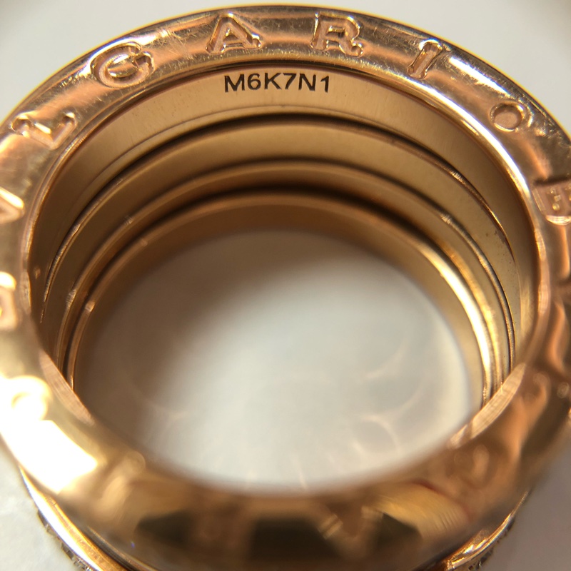 Bvlgari 寶格麗bezo1彈簧玫瑰金鑲鑽戒指54號 2021年4月12號購入-5