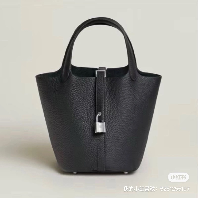 全新 愛馬仕 Hermes Picotin 菜籃子 22 黑銀 W刻-0