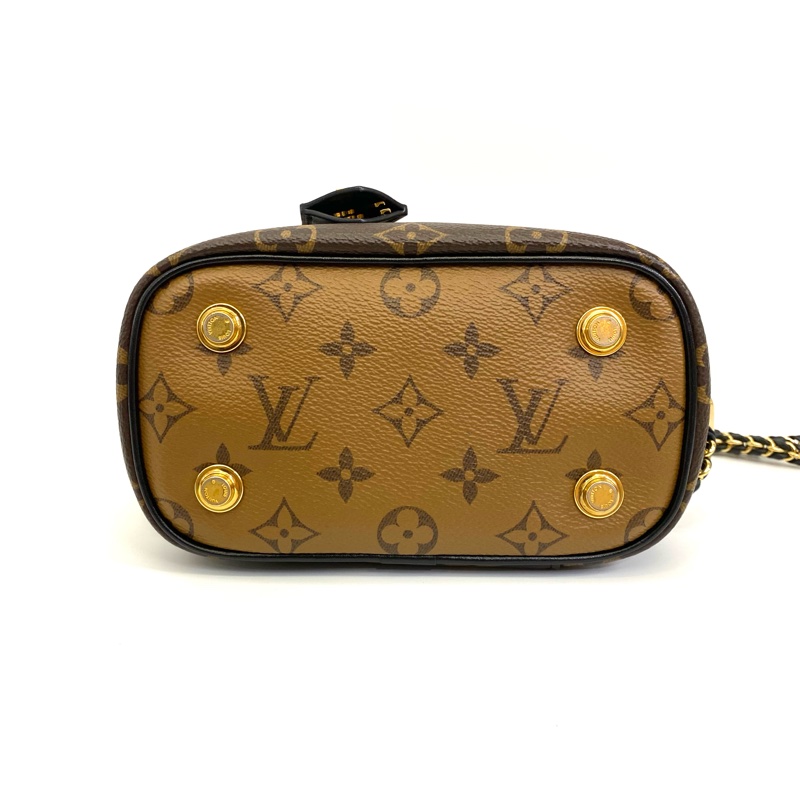 LV Vanity PM雙色老花皮穿鍊手提斜背化妝包晶片款 約88新-8
