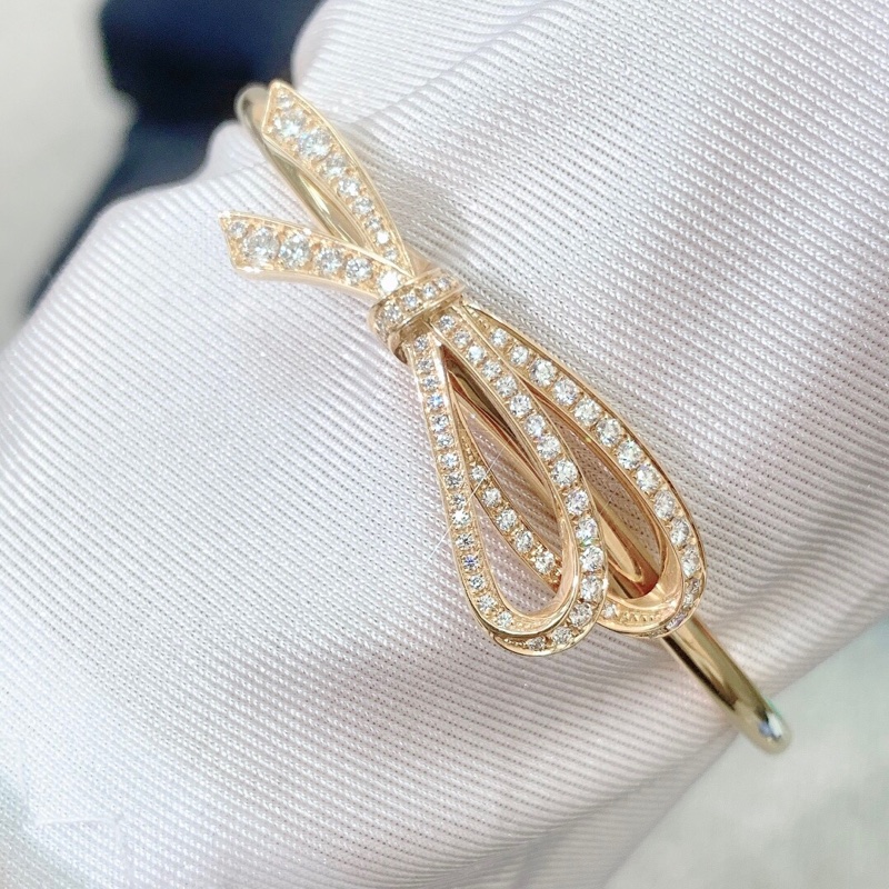 Tiffany 蒂芙尼滿鑽大蝴蝶結Bow 玫瑰金手鐲 m碼,尺寸適合手腕16厘米佩戴-6