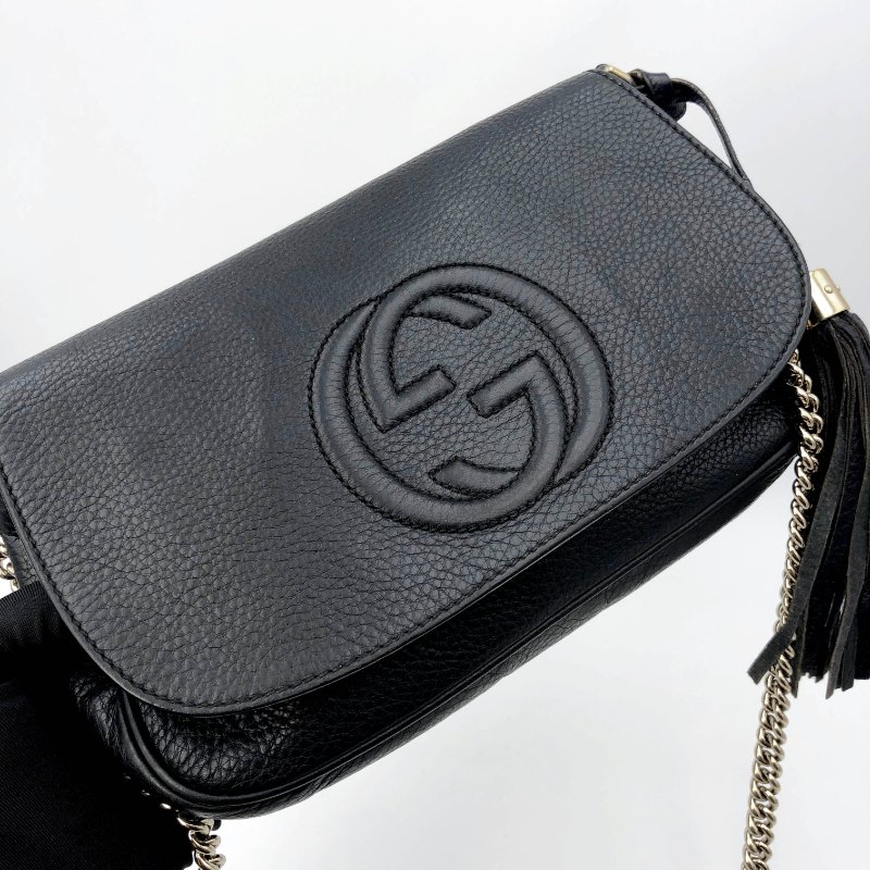 GUCCI 經典SOHO系列雙G LOGO流蘇包,逛街包,隨身包,斜背包,肩背包,側背包,二手真品,正品,現貨,免運-0
