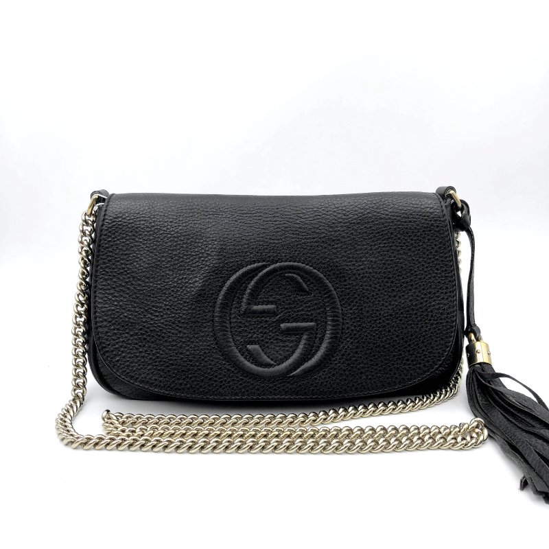 GUCCI 經典SOHO系列雙G LOGO流蘇包,逛街包,隨身包,斜背包,肩背包,側背包,二手真品,正品,現貨,免運-1