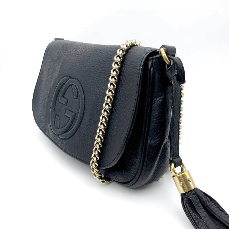 GUCCI 經典SOHO系列雙G LOGO流蘇包,逛街包,隨身包,斜背包,肩背包,側背包,二手真品,正品,現貨,免運-2