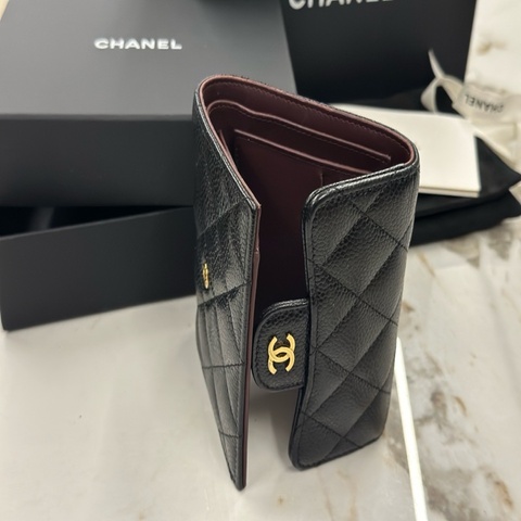 Chanel CF 香奈兒 經典款 荔枝皮三折短夾 含外盒